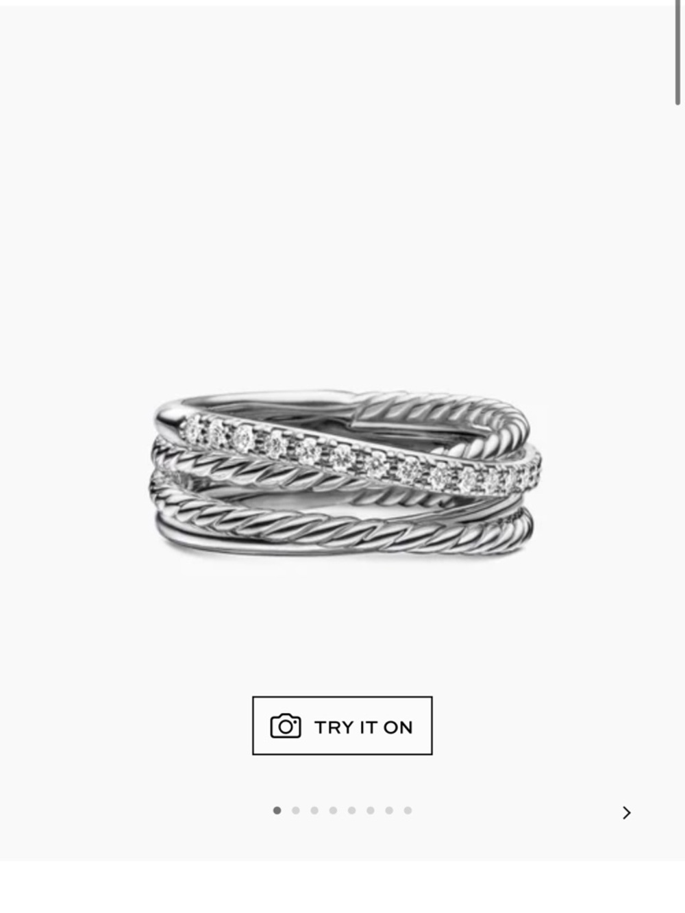 David Yurman Sterling Silver Diamond Crossover Band - Silver - Picture 4 of 7